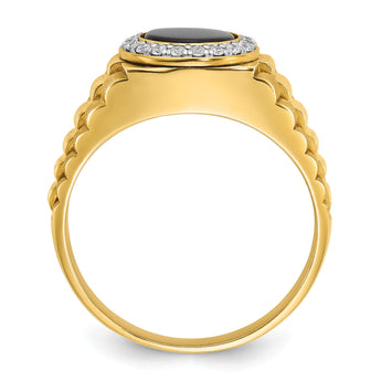 10k Two-tone IBGoodman Men's Onyx and Diamond Complete Ring, Size 10 - Birthstone Company