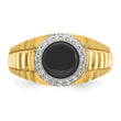 10k Two-tone IBGoodman Men's Onyx and Diamond Complete Ring, Size 10 - Birthstone Company