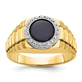 10k Two-tone IBGoodman Men's Onyx and Diamond Complete Ring, Size 10 - Birthstone Company