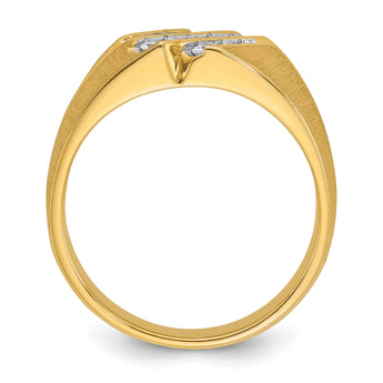 IBGoodman 10k Men's Polished Satin and Grooved 1/2 Carat A Quality Diamond Ring