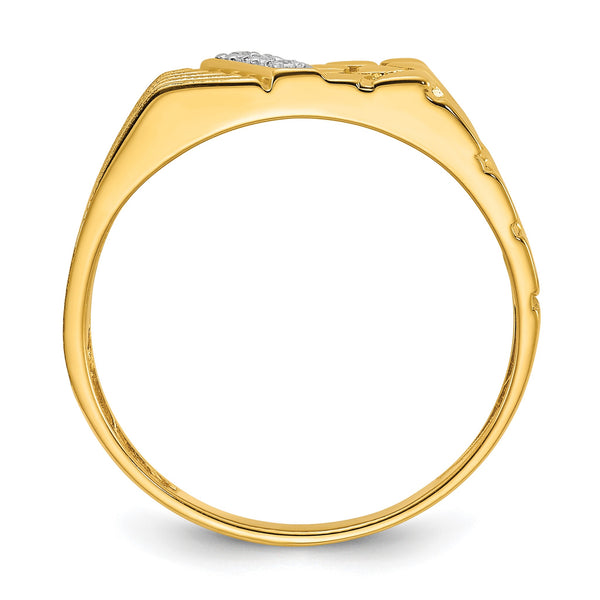 14k .02 carat Lab Grown Diamond VS/SI+ G+ Complete Textured Men's Nugget Ring, Size 10 - Birthstone Company