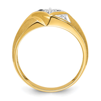 14k Yellow w/Rhodium Men's Polish/Satin Complete Lab Grown VS/SI FGH Di, Size 10 - Birthstone Company