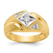 14k Yellow w/Rhodium Men's Polish/Satin Complete Lab Grown VS/SI FGH Di, Size 10 - Birthstone Company