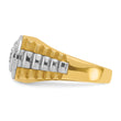 14k Two Tone 1 carat Lab Grown Diamond VS/SI+ G+ Complete Polished Satin and Textured Men's Ring, Size 10 - Birthstone Company