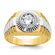 14k Two-tone Men's Polished Satin and Textured 1 Carat Lab Grown Diamond Ring - Sophia Jewelers