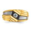 14k with Black Rhodium Men's Polished and Grooved 1/6 Carat Lab Grown Diamond Ring, Size 10 - Birthstone Company