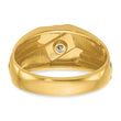 14k with Black Rhodium Men's Polished and Grooved 1/6 Carat Lab Grown Diamond Ring, Size 10 - Birthstone Company