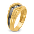 14k with Black Rhodium Men's Polished and Grooved 1/6 Carat Lab Grown Diamond Ring, Size 10 - Birthstone Company