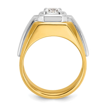 14k Two-tone 1 carat Lab Grown Diamond VS/SI+ G+ Complete Polished and Grooved Men's Ring, Size 10 - Birthstone Company