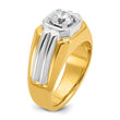 14k Two-tone 1 carat Lab Grown Diamond VS/SI+ G+ Complete Polished and Grooved Men's Ring, Size 10 - Birthstone Company