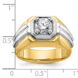 14k Two-tone 1 carat Lab Grown Diamond VS/SI+ G+ Complete Polished and Grooved Men's Ring, Size 10 - Birthstone Company