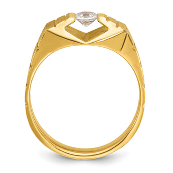 14k Men's Polished and Satin Complete Lab Grown VS/SI FGH Diamond Ringn, Size 10 - Birthstone Company
