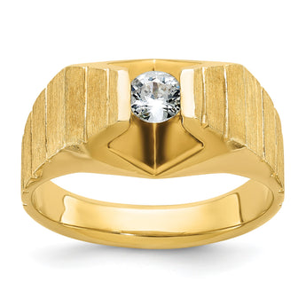 14k Men's Polished and Satin Complete Lab Grown VS/SI FGH Diamond Ringn, Size 10 - Birthstone Company