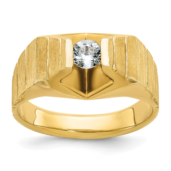14k Men's Polished and Satin Complete Lab Grown VS/SI FGH Diamond Ringn, Size 10 - Birthstone Company
