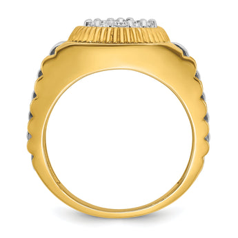 IBGoodman 10k Two-tone Men's Polished Satin and Textured 1/2 Carat A Quality Diamond Cluster Ring