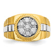 IBGoodman 10k Two-tone Men's Polished Satin and Textured 1/2 Carat A Quality Diamond Cluster Ring