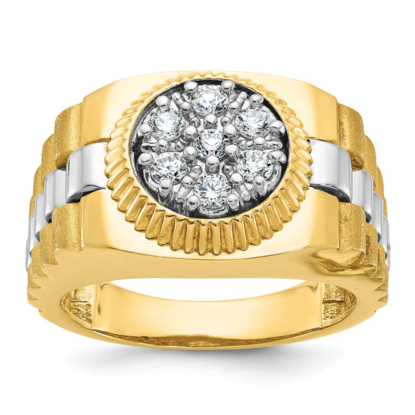 14k Two-tone Men's Complete Lab Grown VS/SI FGH Diamond Ring, Size 10 - Birthstone Company