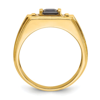 10k IBGoodman Men's Cr.Sapphire and Diamond Satin Complete Ring