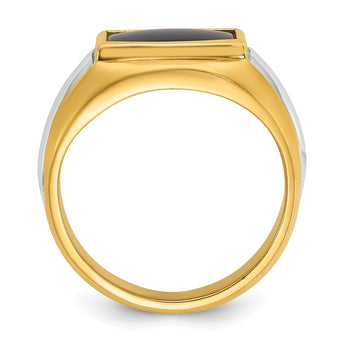 Men's Rectangle Onyx Ring in 14K Two-Tone Gold, Size 10