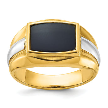 Men's Rectangle Onyx Ring in 14K Two-Tone Gold, Size 10