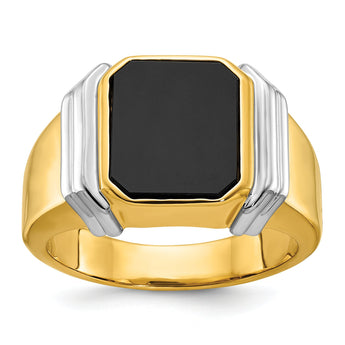 Men's Octagon Onyx Ring in 14K Two-Tone Gold, Size 10