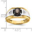 IBGoodman 10k Two-tone Men's Polished Satin and Grooved Black Star Sapphire and A Quality Diamond Ring
