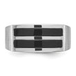 Men's Two-Row Onyx Ring in 14K White Gold, Satin & Polished, Size 10