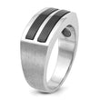 Men's Two-Row Onyx Ring in 14K White Gold, Satin & Polished, Size 10