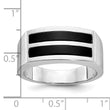 Men's Two-Row Onyx Ring in 14K White Gold, Satin & Polished, Size 10