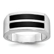Men's Two-Row Onyx Ring in 14K White Gold, Satin & Polished, Size 10