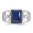 10kw IBGoodman Men's Cr.Blue Star Sapphire and Diamond Satin Complete Ring