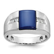 10kw IBGoodman Men's Cr.Blue Star Sapphire and Diamond Satin Complete Ring