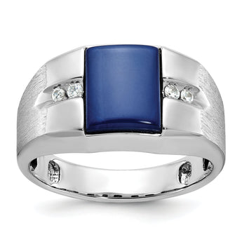 10kw IBGoodman Men's Cr.Blue Star Sapphire and Diamond Satin Complete Ring