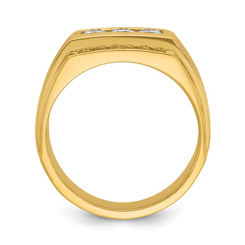 14k Men's Polished and Satin Complete Lab Grown VS/SI FGH Diamond Ringn, Size 10 - Birthstone Company