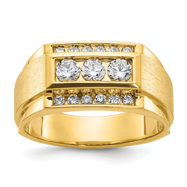 14k Men's Polished and Satin Complete Lab Grown VS/SI FGH Dia Rin - Sophia Jewelers