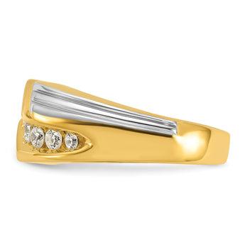 14k Two-tone 1 carat Lab Grown Diamond VS/SI+ G+ Complete Polished and Grooved Men's Ring, Size 10 - Birthstone Company