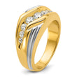 14k Two-tone 1 carat Lab Grown Diamond VS/SI+ G+ Complete Polished and Grooved Men's Ring, Size 10 - Birthstone Company