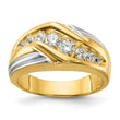 14k Two-tone 1 carat Lab Grown Diamond VS/SI+ G+ Complete Polished and Grooved Men's Ring, Size 10 - Birthstone Company