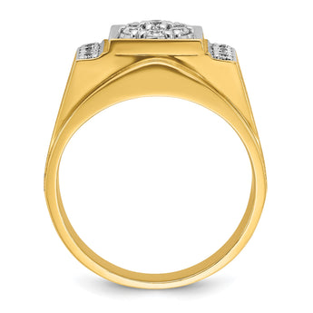 14k Two-tone Men's Polished and Satin 1/2 Carat Lab Grown Diamond Cluster Ring, Size 10 - Birthstone Company