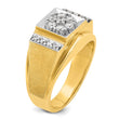 14k Two-tone Men's Polished and Satin 1/2 Carat Lab Grown Diamond Cluster Ring, Size 10 - Birthstone Company