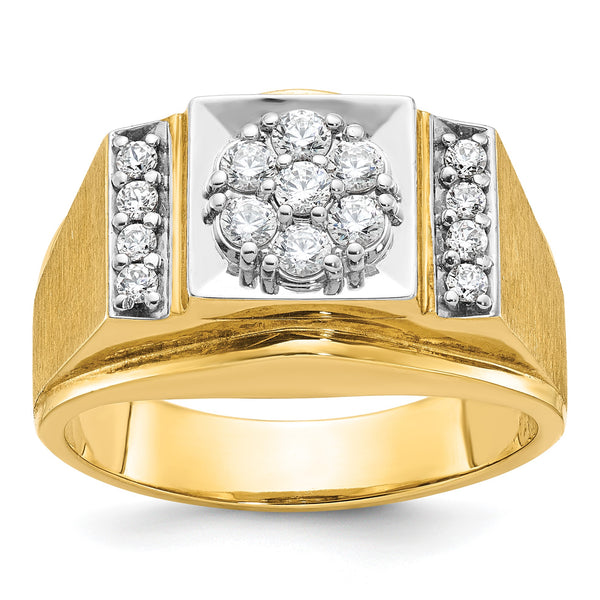 14k Two-tone Men's Polished and Satin 1/2 Carat Lab Grown Diamond Cluster Ring, Size 10 - Birthstone Company