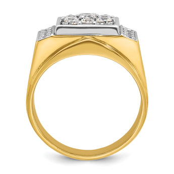 14k Two-tone Men's Polished and Satin 1 Carat Lab Grown Diamond Cluster Ring, Size 10 - Birthstone Company