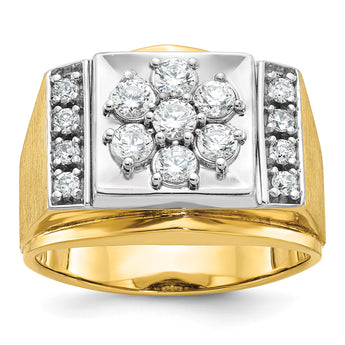 14k Two-tone Men's Polished and Satin 1 Carat Lab Grown Diamond Cluster Ring, Size 10 - Birthstone Company