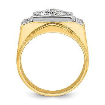 14k Two-tone Men's Polished and Satin 1 1/2 Carat Lab Grown Diamond Cluster Ring, Size 10 - Birthstone Company