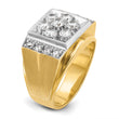 14k Two-tone Men's Polished and Satin 1 1/2 Carat Lab Grown Diamond Cluster Ring, Size 10 - Birthstone Company