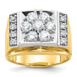 14k Two-tone Men's Polished and Satin 1 1/2 Carat Lab Grown Diamond Cluster Ring, Size 10 - Birthstone Company