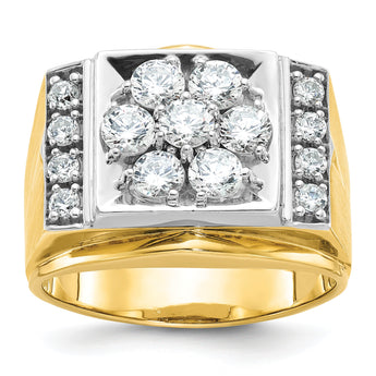 14k Two-tone Men's Polished and Satin 1 1/2 Carat Lab Grown Diamond Cluster Ring, Size 10 - Birthstone Company