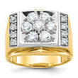 14k Two-tone Men's Polished and Satin 1 1/2 Carat AA Quality Diamond Cluster Ring