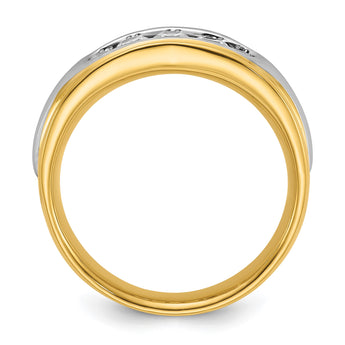 14k Two-tone 1/2 carat Lab Grown Diamond VS/SI+ G+ Complete Polished and Grooved Men's Ring, Size 10 - Birthstone Company