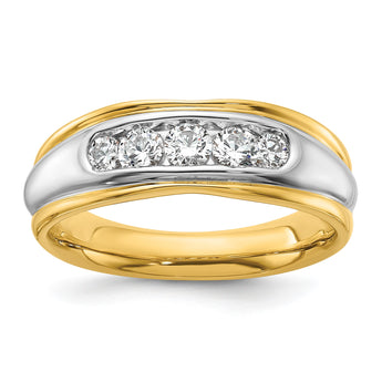 14k Two-tone 1/2 carat Lab Grown Diamond VS/SI+ G+ Complete Polished and Grooved Men's Ring, Size 10 - Birthstone Company